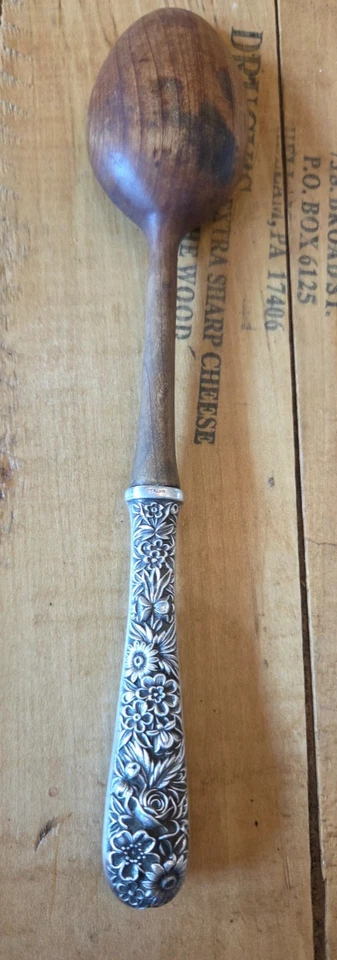 Cuchara de madera para servir ensalada S Kirk & Son de plata esterlina Foto 4 de 4