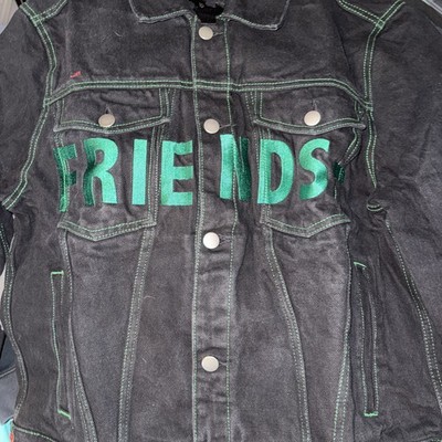 Vlone FRIENDS Denim Jacket Green *RARE* 100% Authentic Large Black