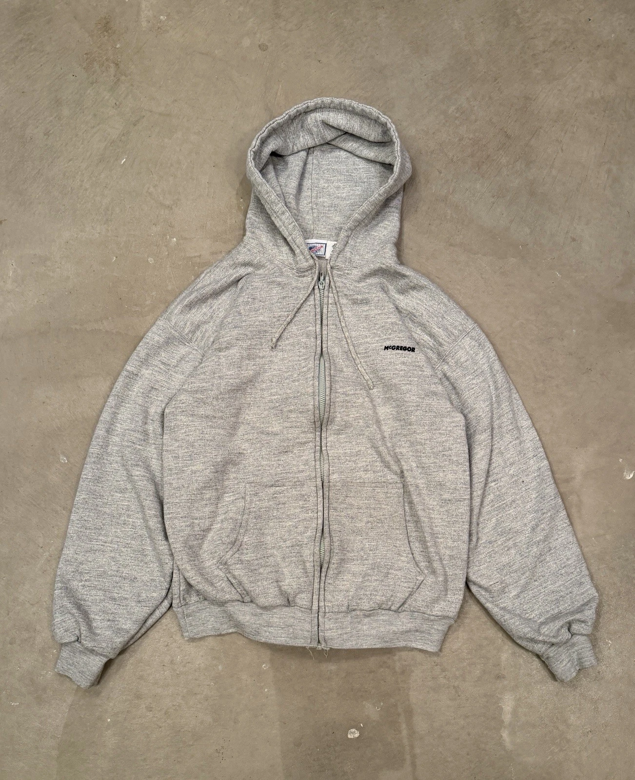Vintage 80s McGregor Thermal Lined Zip Up Hoodie Size M Gray Grunge Skater Rare