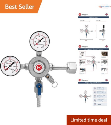 #ad Draft Beer Regulator Chrome Plated Brass Dual Gauge CO2 Keg Pressure Control $66.98