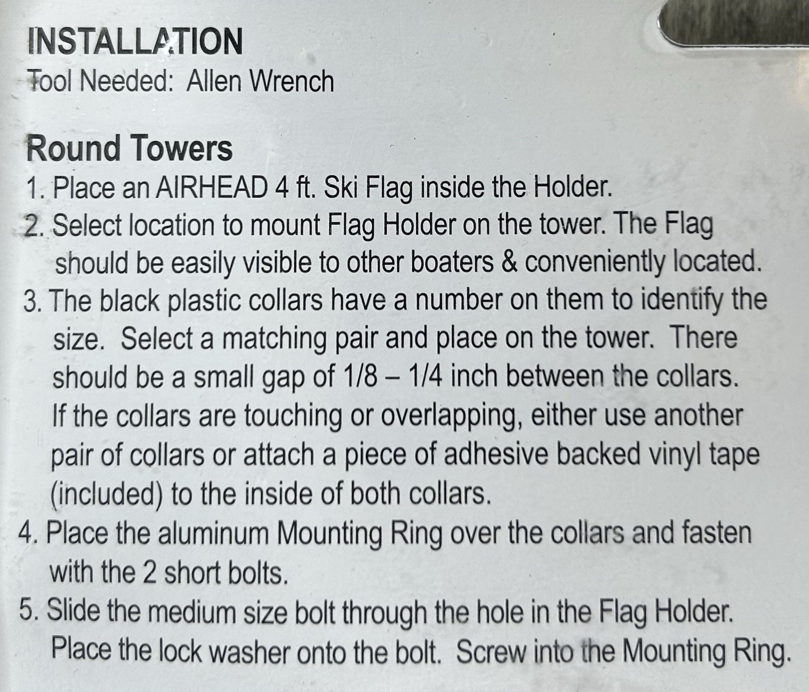 AIRHEAD KWIK TEK WAKE TOWER WATERSPORTS BOAT FLAG HOLDER FWT-1 ONE SIZE FITS ALL