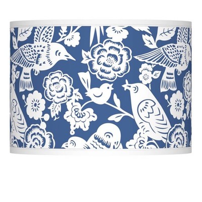 Drum Print Lamp Shade Aviary Medium 13.5x13.5x10 Spider with Harp and Finial