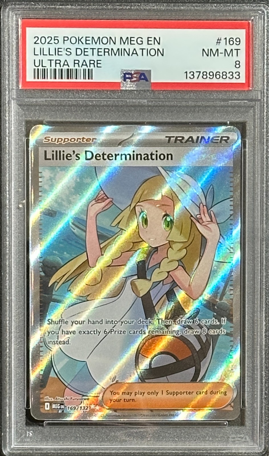 Pokemon Mega Evolution Lillie's Determination 184/132 Illustration Rare PSA 8