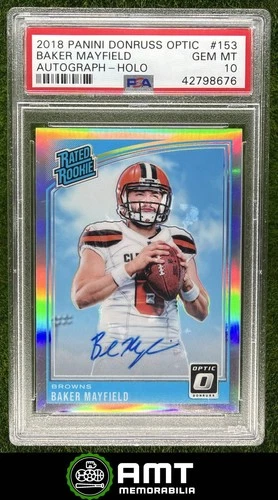Baker Mayfield PSA 10 2018 Panini Donruss Optic /99 Rated Rookie Auto Holo