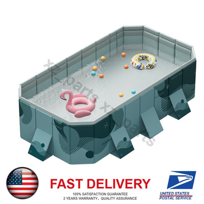 82''x55''x21'' Foldable Rectangular Above Ground Swimming Pool Adult Kiddie Pool US