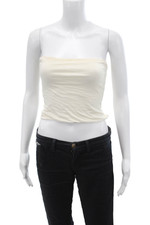 Weworewhat Womens Cotton Stretch Sleeveless Tube Top Cream Size M