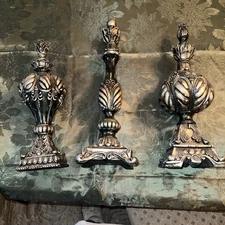 Vintage Ornate Decorative Tabletop Finial Set of 3
