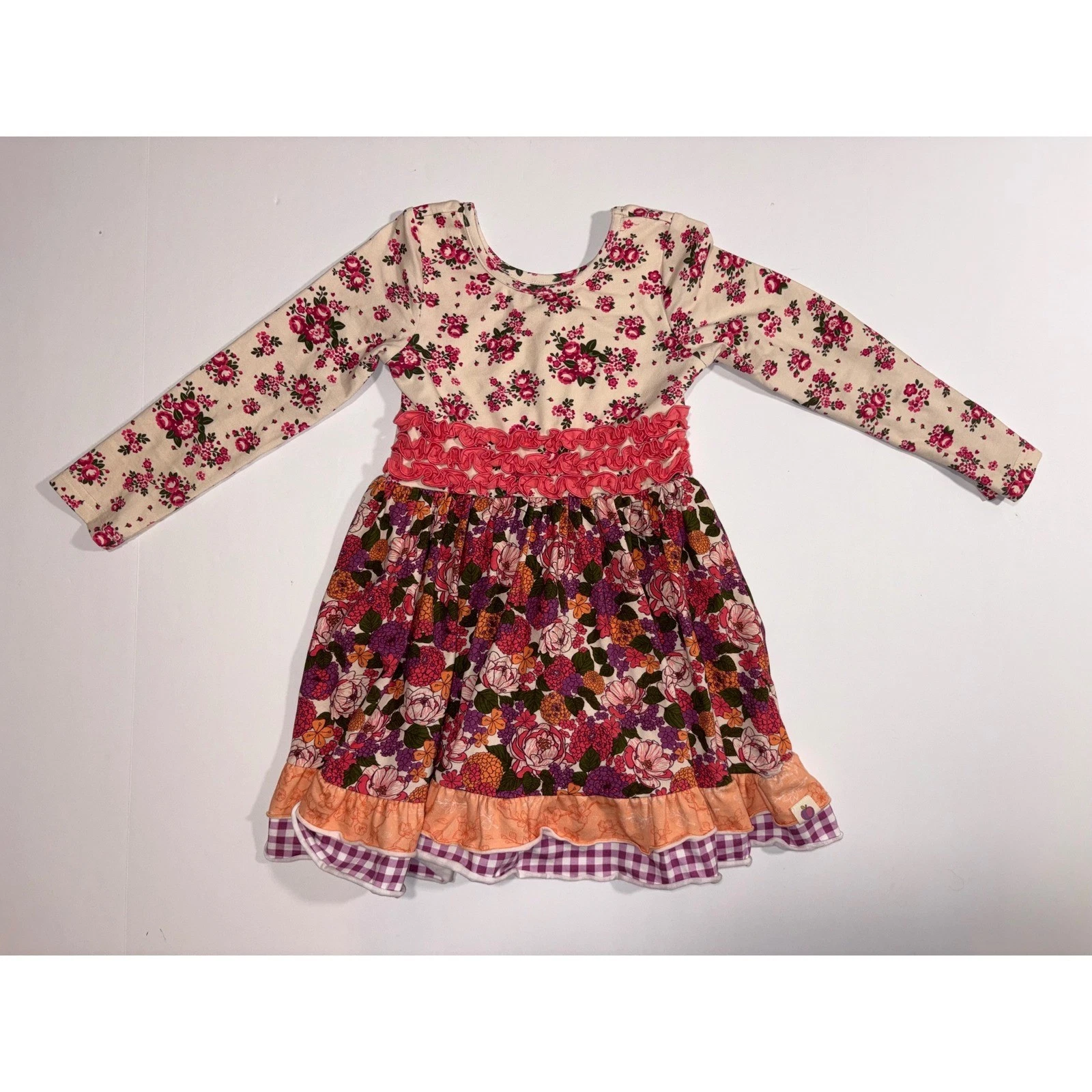 Cheeky Plum Clothing Floral Ruffle Dress Girls Size 4T Long Sleeve