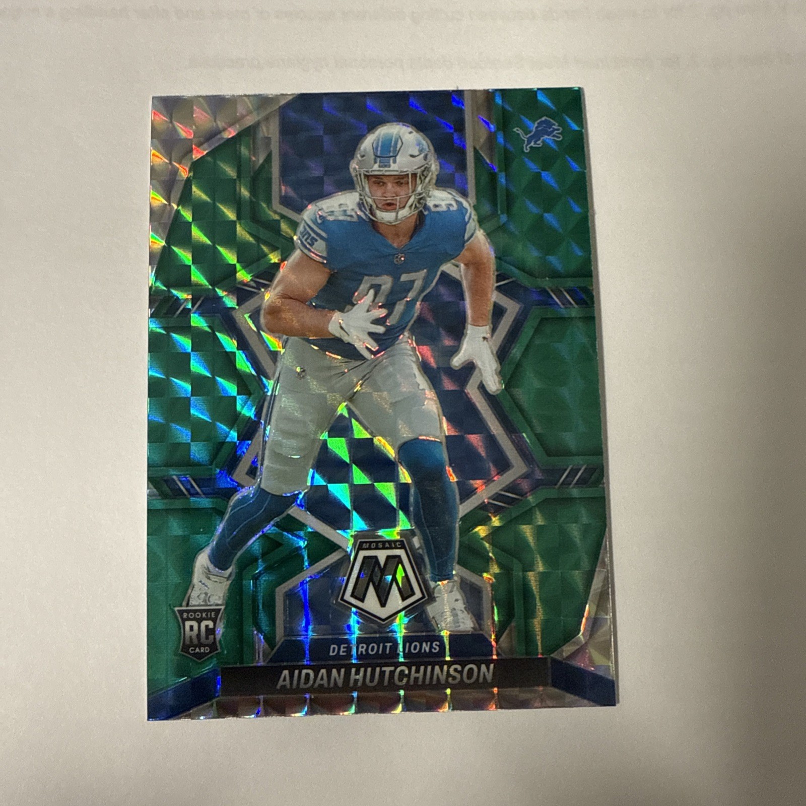 2022 Panini Mosaic Green Prizm #320 Aidan Hutchinson RC Rookie LIONS