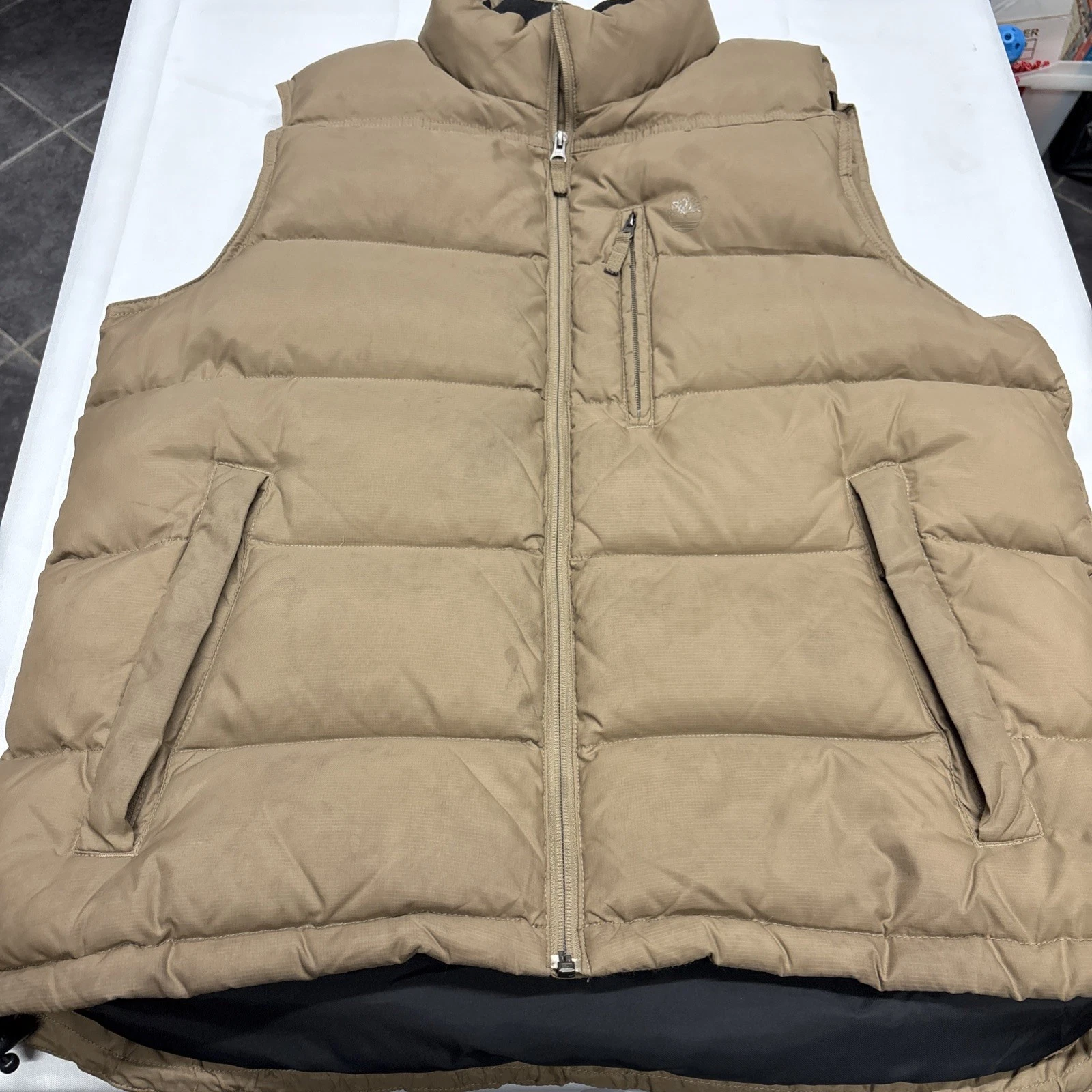 Timberland Full Zip Outdoor Duck Down Tan Puffer Gilet Men’s Xl