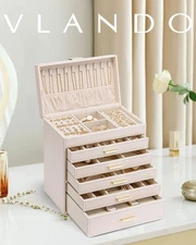 Vlando 6 Layer Large Jewelry Box - Jewelry Holder Organizer, Jewelry Storage