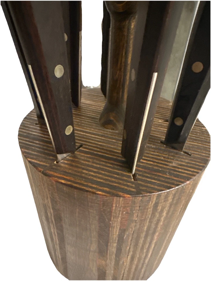 Juego de bloques de 8 cuchillos Dexter Russell Connoisseur - Remaches de latón de palo de rosa EE. UU. Foto 4 de 4