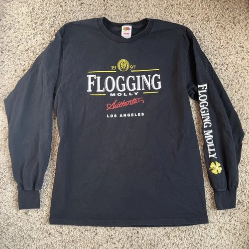 Flogging Molly Vintage t shirt 90s Large Long Sleeve 1997 Ce 1990s vintage concert t-shirt, vintage, size L, single stitch, B+ condition