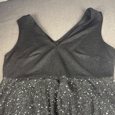 Sparkle Dot Mesh Overlay V Neck Maxi Dress Black 2XL