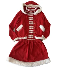 Gymboree Christmas Sweater Skirt Top Santa Outfit Holiday Express 3 Piece Sz 10