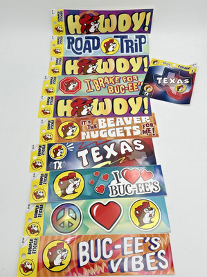 Texas Buc-ee's Bumper Stickers Bucees Bumper Sticker Lot Of 11