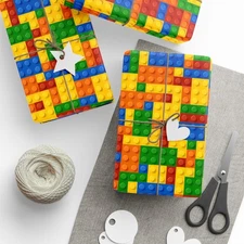 Building Bricks Gift Wrapping Paper Kids Birthday Party Supplies Christmas
