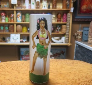 Vintage Hula Girl Ceramic Vase Mug for the Tiki Bar