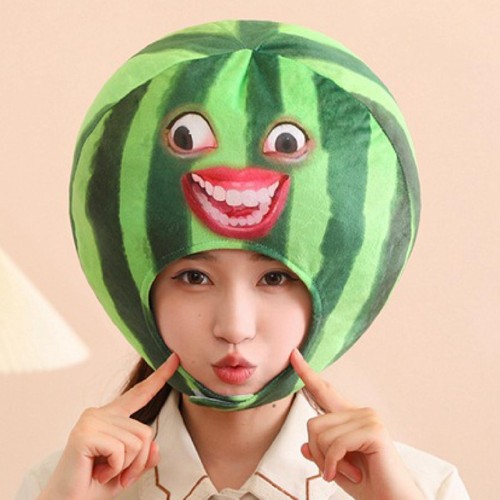 Plush Fruit Headgear Watermelon Hat Hood Party Funny Novelty Cosplay Costume - Picture 3 of 7