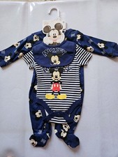 DISNEP BABY MICKEY MOUSE BABY GROW+BODYSUIT+BIB BRAND NEW
