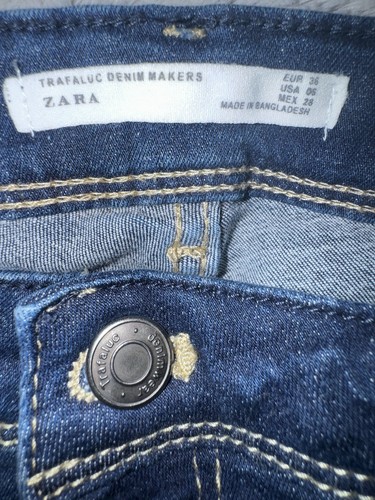 Zara Trafaluc Jeans Size 6 Denimwear Mid Rise Skinny Dark Blue Denim Womens - Picture 9 of 9