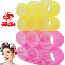 Jumbo Hair Rollers Sets, 12 Pcs Self Grip Salon Hair Dressing Curlers, Jumbo Lar