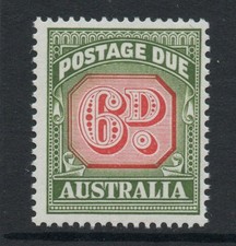 Australia 1958-60 6d Carmine & deep green Die II SG D137 Mnh.