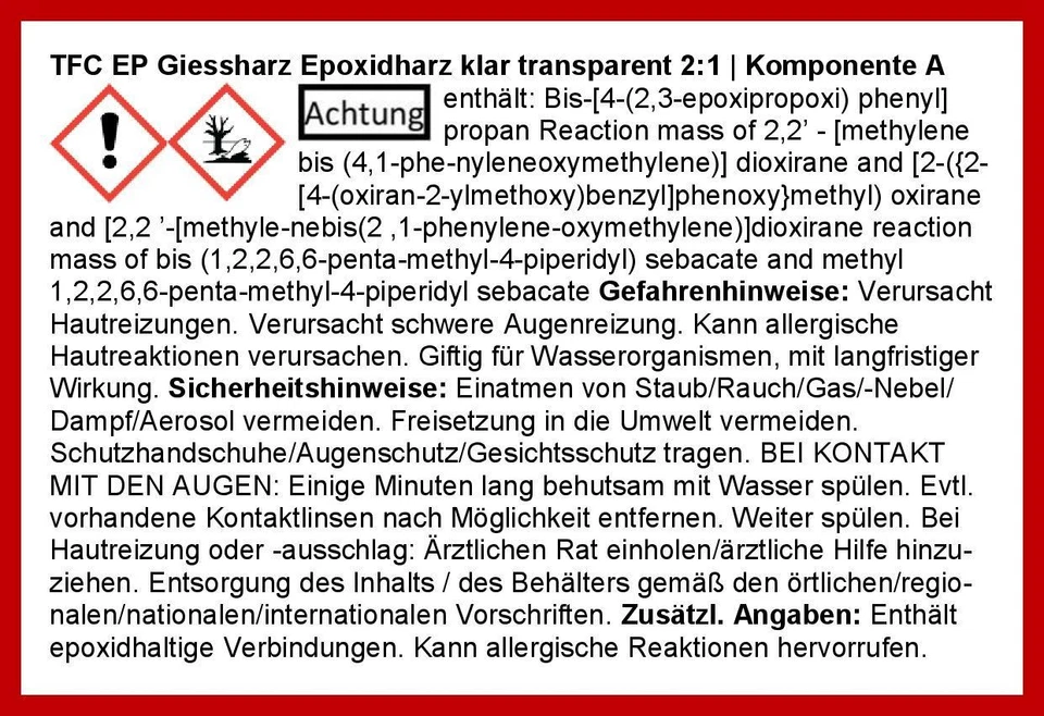 TFC EP Epoxidharz transluzent transparent 2:1 10kg A plus 5kg B gesamt 15kg - Bild 2 von 4