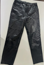 Men Vintage Gianni Versace 90's Medusa black Leather riding biker 32" x 30"