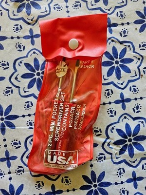 Rare Mac Tools USA Nos 2pc Pocket Screwdriver Set Phillips Red Hard Handle SP2AC