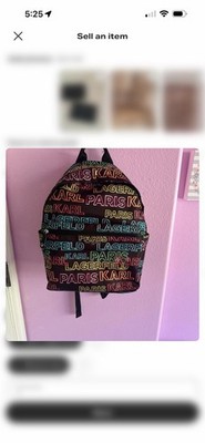 Karl Lagerfeld Logo Multicolor Backpack Adjustable Straps Zipper Inner Pockets