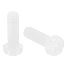 M4x12mm Threaded Nylon Phillips Cross Pan Head Machine Screws Bolts White 100Pcs