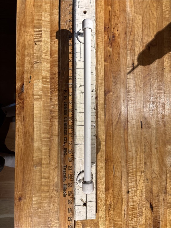 Vintage 18.5” Metal White Porcelain Towel Holder Rod On Original Wood