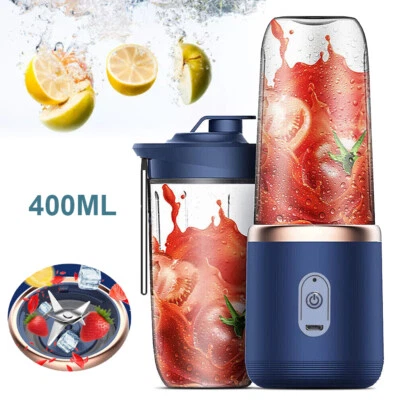 MARKENLOS Smoothie Mixer USB Tragbarer Elektrisch Maker 400+400ML Mini Standmixer Blender