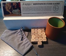 Scrabble Brand Sentence Cube Game Replacement 21 Word Cubes 1971 Cup Bag & Box