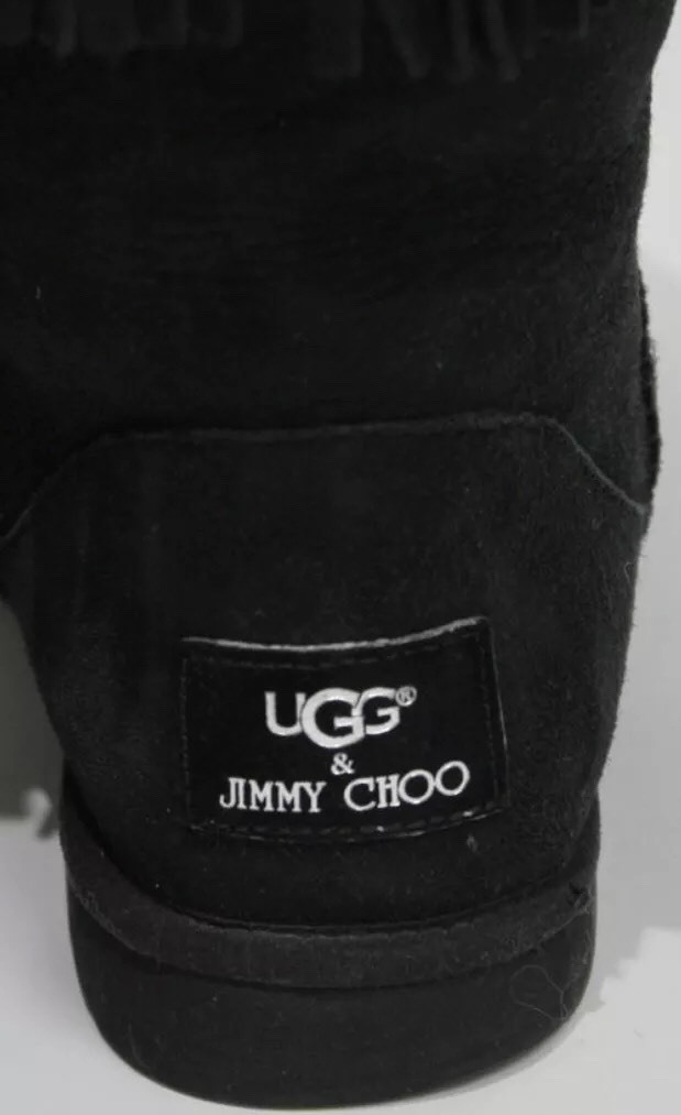 UGG & JIMMY CHOO Black Suede Sheepskin 