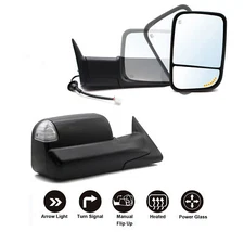 L+R Tow Mirrors Fits 1999 2000 Dodge Ram 1500 2500 Power Heated Manual Folding