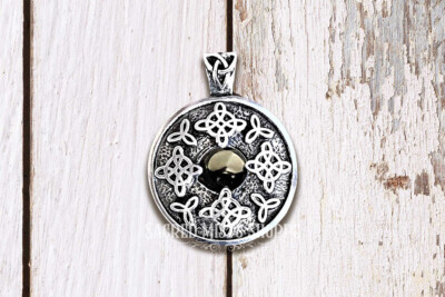Triquetra of Protection Smoky Quartz Pewter Blessing Pendant Unisex Protection