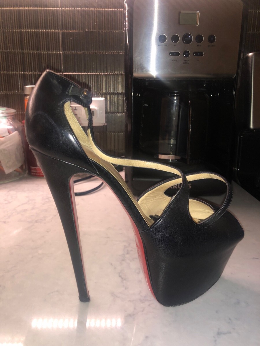 Super High and Sexy Black Christian Louboutin Leather Strappy