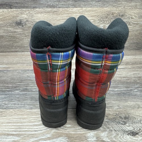 Polo Ralph Lauren Vancouver Snow Boot Boy Size 5 Black red Plaid Zipper Zip up - Picture 7 of 15