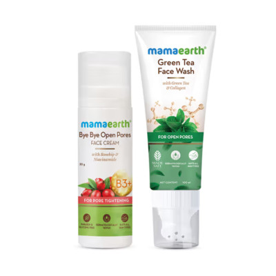 Mamaearth Combo of Bye Bye Open Pores Face Cream&Green Tea Face Wash (30g+100ml)