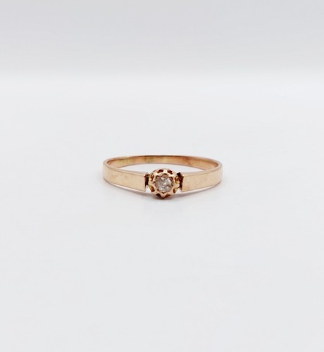 Anillo solitario antiguo oro rosa 18k diamante talla rosa en garras engastada... - Imagen 3 de 10