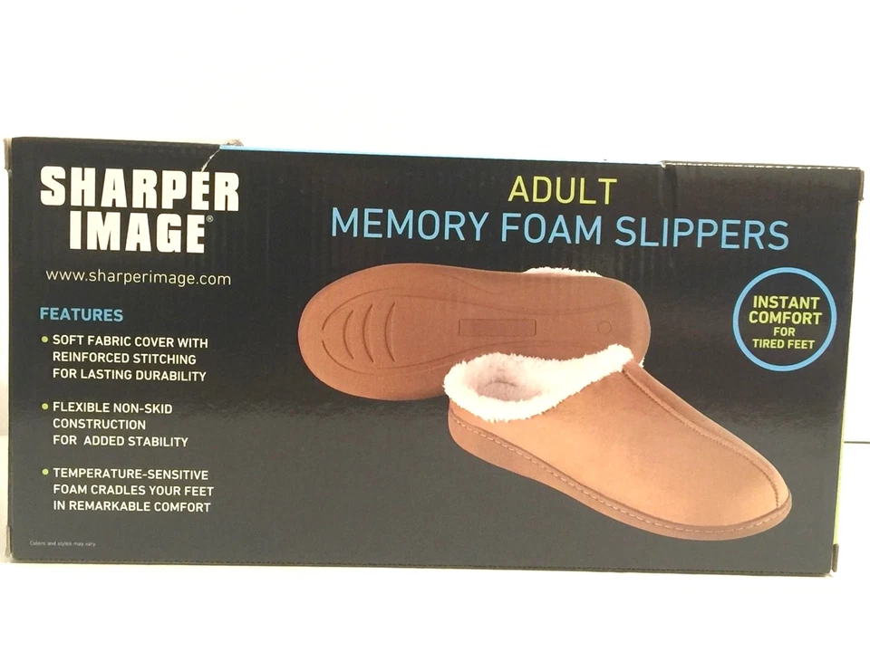 Memory Foam Slippers Tan Camel Sharper Image Size M Mens 8-9 Women’s 9-10 New - Image 3 of 4