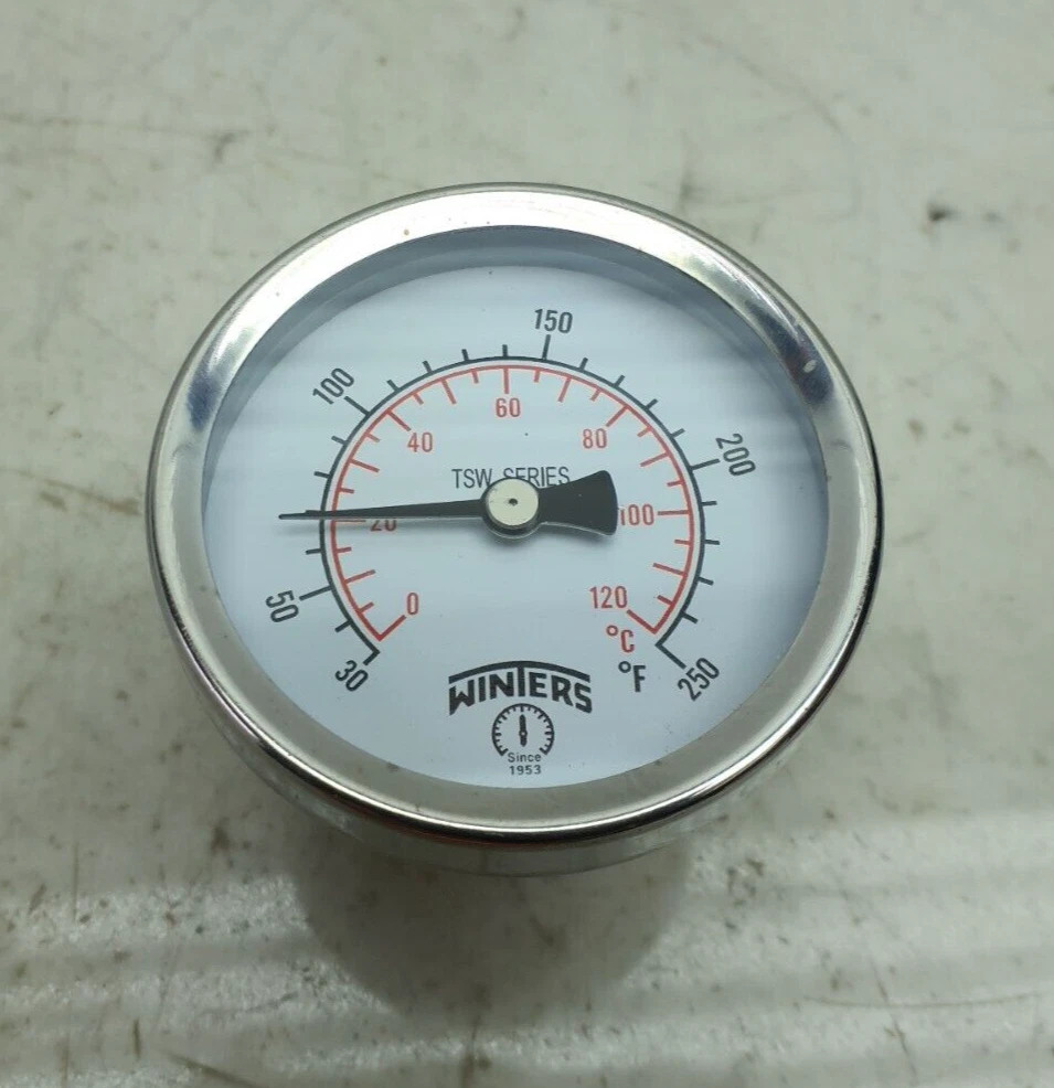 Winter TSW174-SWLF. Thermometer Analog 30 to 250 Degree 3/4"