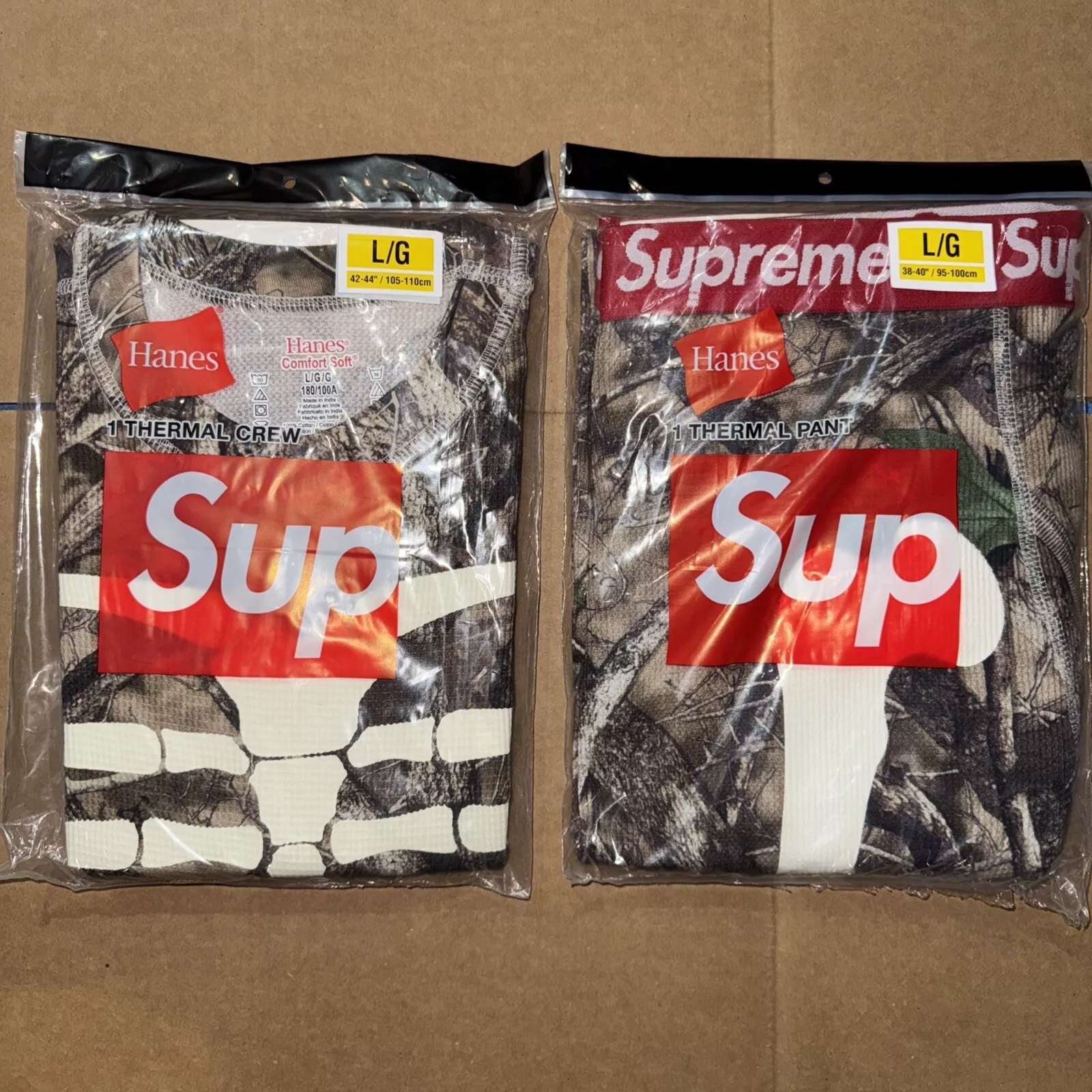 Ensemble thermique Supreme Hanes squelette os [CAMO] taille L [haut et bas]