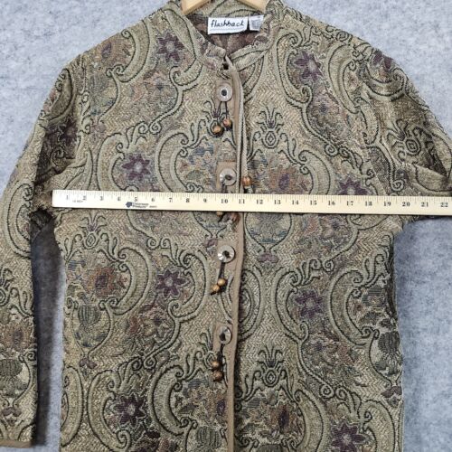 Flashback Women's Tapestry Jacket Size M Button Front Beads Pockets Floral - Picture 7 of 11