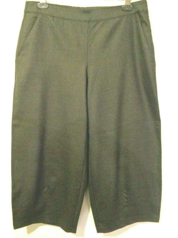 EILEEN FISHER M Balloon Hem Wide Barrel Leg Crop Pant NWOT Wool Spandex 46" Hip