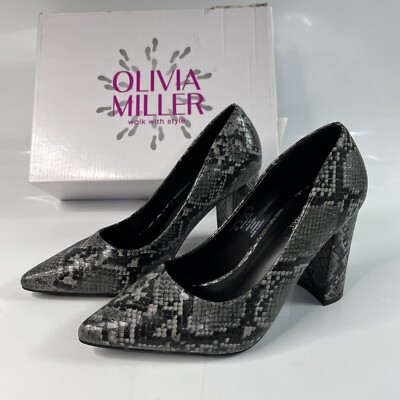 Olivia Miller Women's Anka Pump - Snakeskin/Gray SZ 6.5M