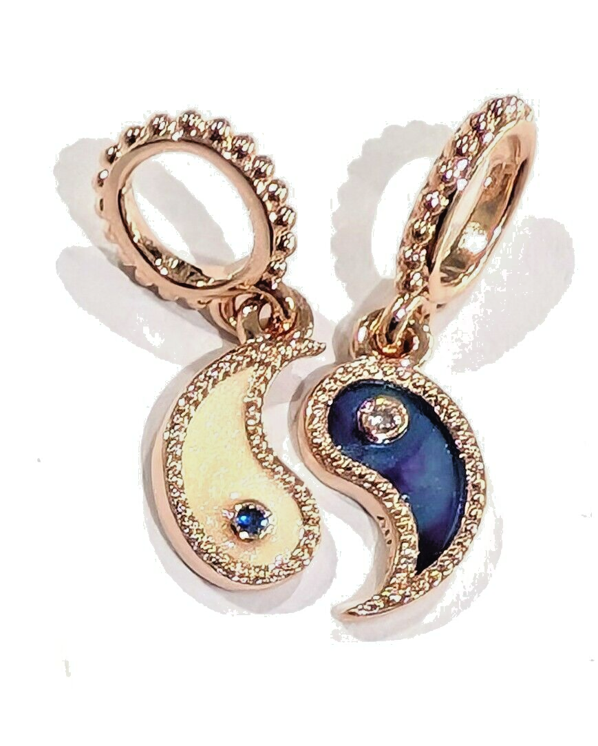 Authentic Pandora Charm ROSE Yin Yang Sparkling Dangle