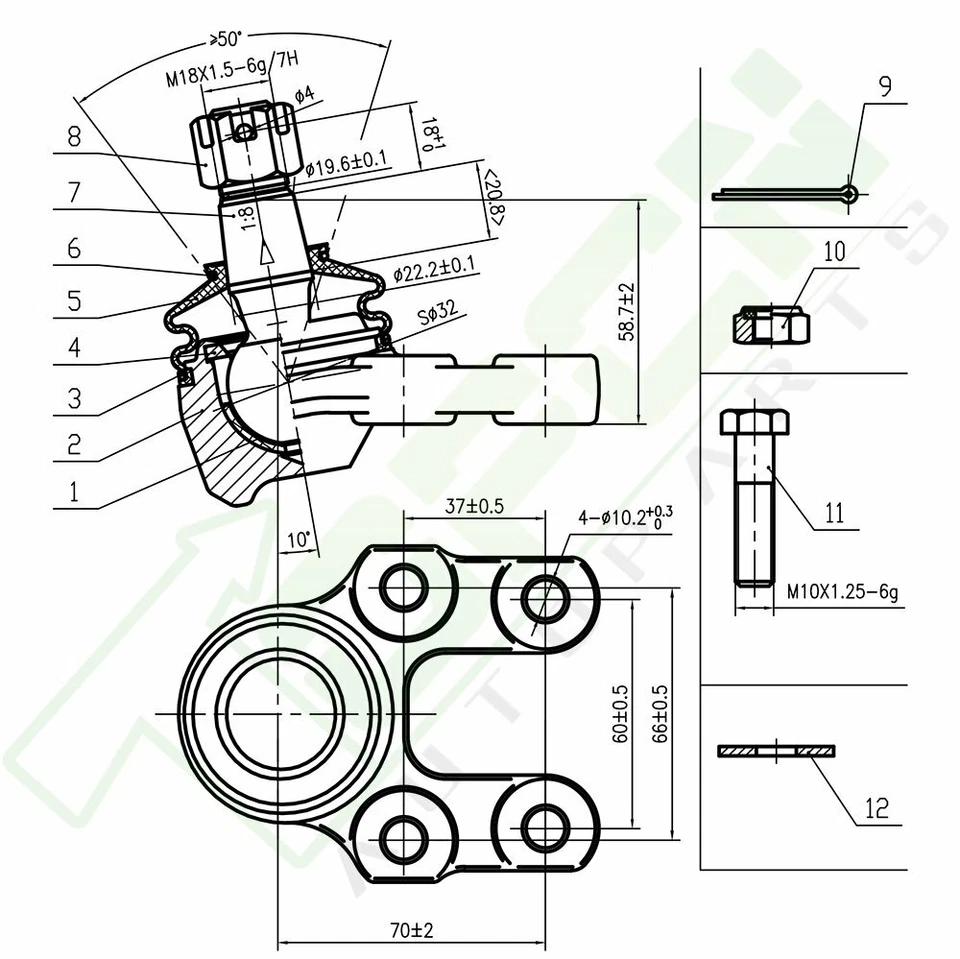 9pcs For 1986-1997 Nissan D21 & Pathfinder Front Ball Joints Tie Rods Idler Arm Foto 4 de 4